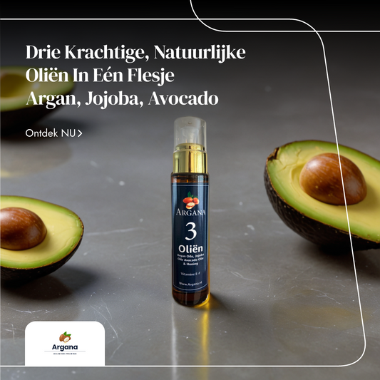3 Oliën, Argan, Jojoba, Avocado Olie En Honing